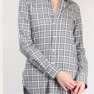 FRANK & EILEEN Grayson Italian Fabric Gray Classic Plaid Button Down Shirt Sz XS
